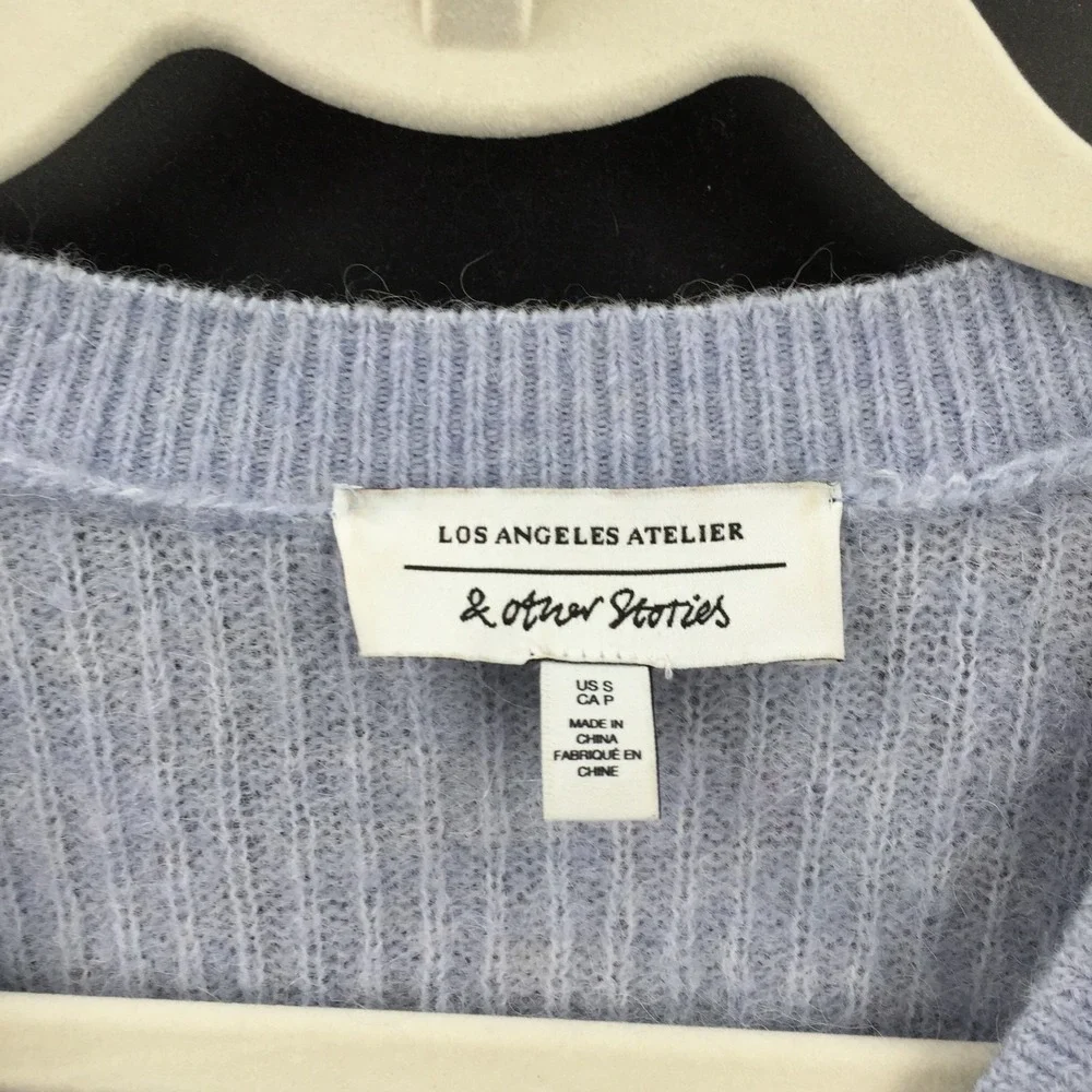 & other stories anthropologie alpaca wool blue periwinkle‎ Blue V Neck Sweater S